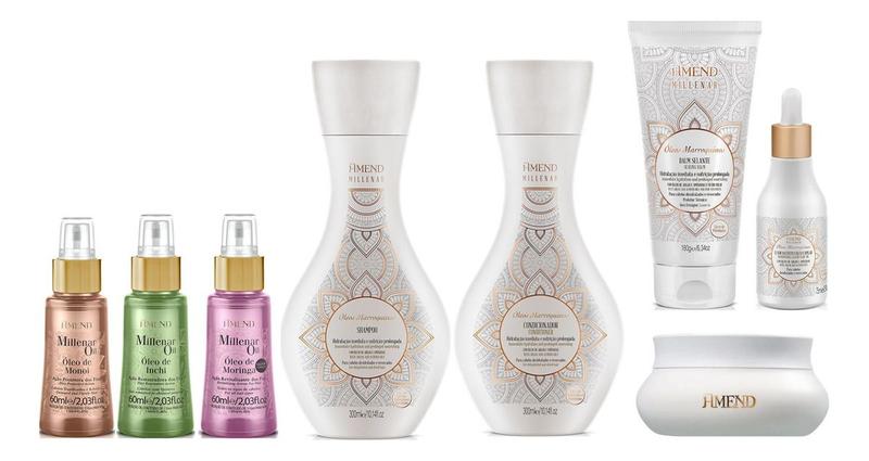 Imagem de Amend Millenar Óleos Marroquinos Shampoo e Condicionador e Máscara e Balm e Elixir e 3 Óleos