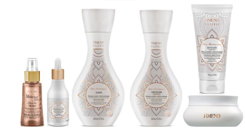 Imagem de Amend Millenar Óleos Marroquinos Shampoo e Condicionador e Máscara e Balm e Elixir e Óleo Monoi