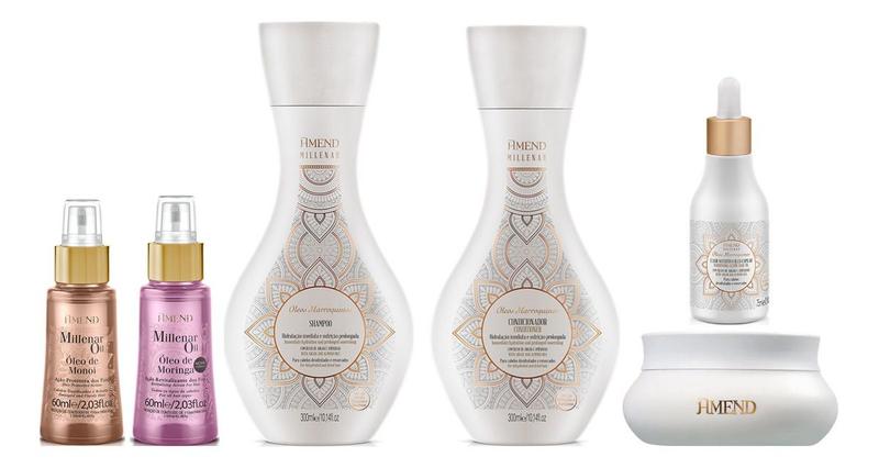 Imagem de Amend Millenar Óleos Marroquinos Shampoo e Condicionador e Máscara e Elixir e Óleos Monoi e Moringa