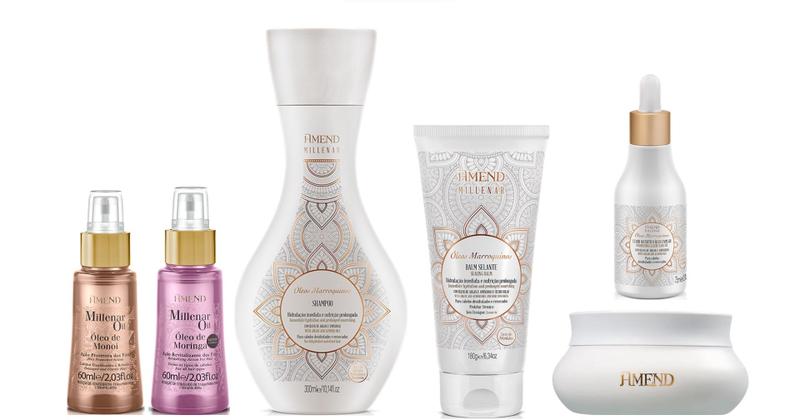 Imagem de Amend Millenar Óleos Marroquinos Shampoo e Máscara e Balm e Elixir e Óleo Monoi e Óleo Moringa