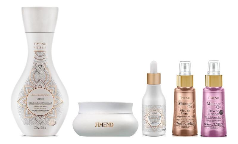Imagem de Amend Millenar Óleos Marroquinos Shampoo e Máscara e Elixir e Óleo Monoi e Óleo Moringa