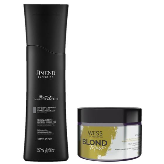 Imagem de Amend Sh Black Illuminated 250ml + Wess Mask Blond 200ml