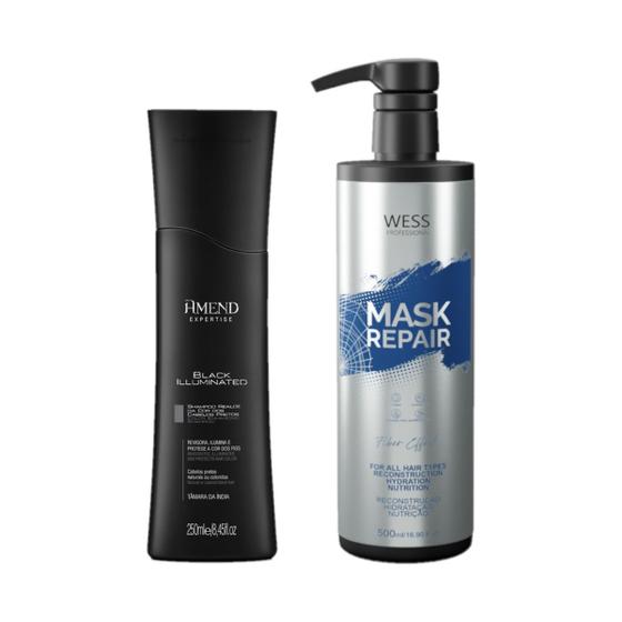 Imagem de Amend Sh Black Illuminated 250ml + Wess Mask Repair 500ml