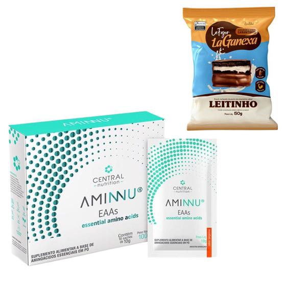 Imagem de Aminnu 10g Com 30 Sachês - Central Nutrition + La Fajor Cookies ou Leitinho 50g - La Ganexa