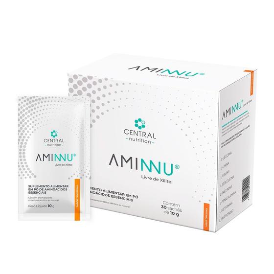 Imagem de Aminnu Sem Xilitol Central Nutrition Sabor Tangerina  10g 30 Sachês