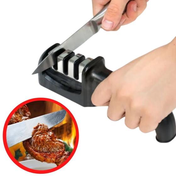 Imagem de Amolador Afiador De Facas de Cozinha afiar Profissional Melhor Que Pedra Afiar