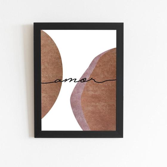 Imagem de Amor Abstrato Minimalista Quadro Moldura Preta 60X40Cm