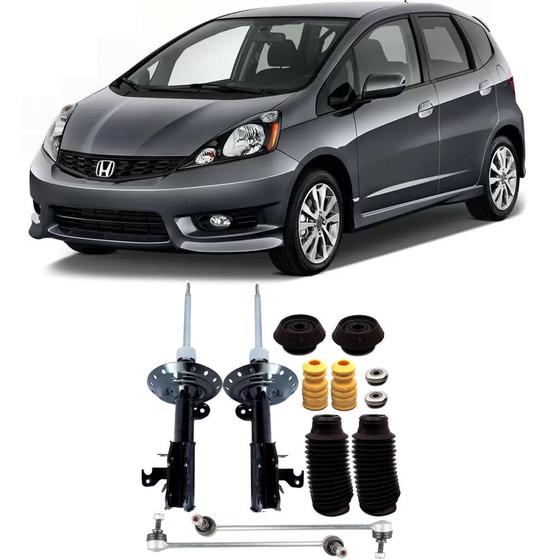 Imagem de Amortecedor + Kit Batente + Bieleta Honda New Fit Dianteira 2009 Até 2014 O Par