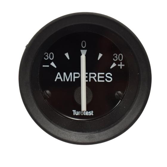 Imagem de Amperímetro MF 265 30A 52Mm 30A Aro Preto Medir Corrente (A) Carga Da Bateria