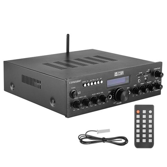 Imagem de Amplificador Áudio Receiver Bluetooth Som Ambiente Karaokê