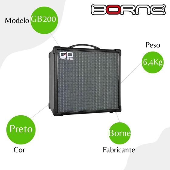 Imagem de Amplificador Para Contrabaixo Borne Go Bass GB200 - Preto