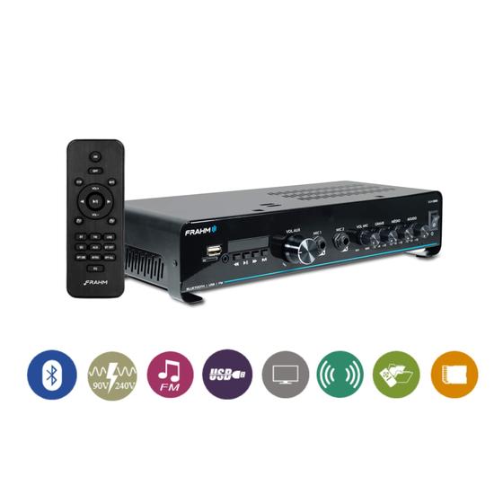 Imagem de Amplificador Receiver Som Ambiente Slim 2000 120W Bivolt Bluetooth USB Frahm