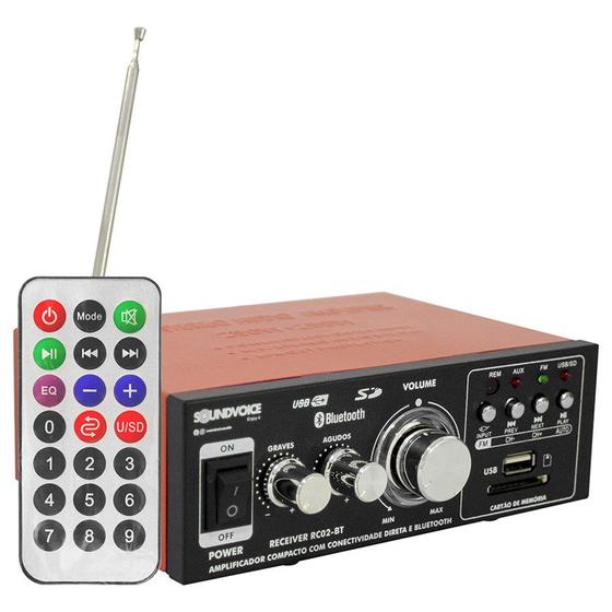 Imagem de Amplificador Receiver Soundvoice RC02-BT 60w Rms 4 Canais Usb Bluetooth