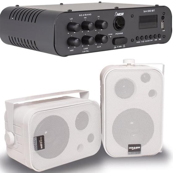 Imagem de Amplificador SA100BT NCA Bluetooth + 1 Par Cx SP400 Branca