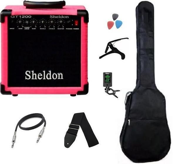 Imagem de Amplificador Sheldon Gt1200 Guitarra 15W Rosa + Acessórios