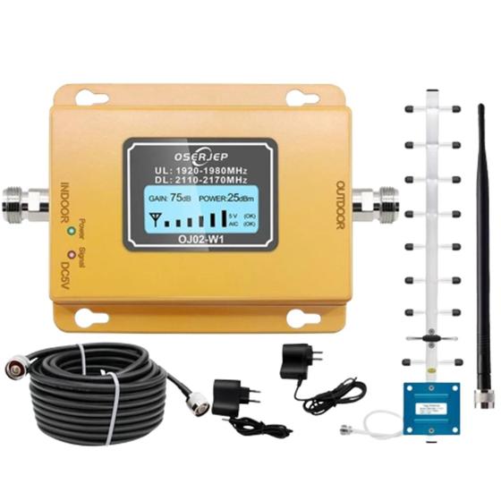 Amplificador Sinal Celular 2100Mhz 2g 3g 4g Antena Completo Menor preço em Amplificador Sinal Celular 2100Mhz 2g 3g 4g Antena Completo