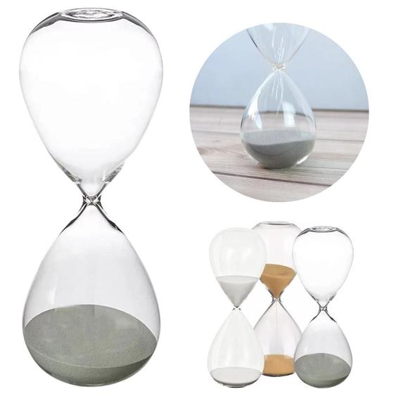 Imagem de Ampulheta Decorativa Vidro Liso Areia Colorida Decoração Timer 30 Minutos 