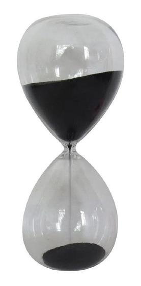 Imagem de Ampulheta Em Vidro Transparente Com Areia Preta Com Tempo de 30min Btc Decor 10x10x24cm