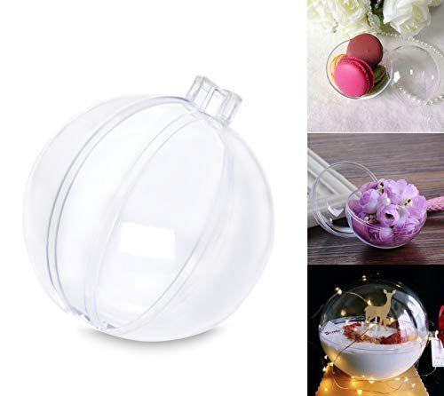 Imagem de AMS 70mm/30ct Natal DIY Plástico Claro Bolas Preenchíveis, Acrílico Plástico Transparente Enfeites Bolas Fillable Wedding Party Decor (2.75'', Claro)