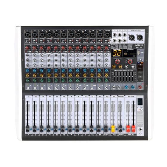 Imagem de AMW AG12 v2 Mesa de Som 12 Canais 99 Efeitos DSP BT Interface USB e Faders de 100mm