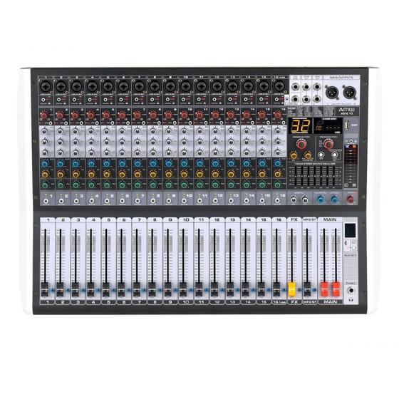 Imagem de AMW AG16 v2 Mesa de Som 8 Canais 99 Efeitos DSP BT Interface USB e Faders de 100mm