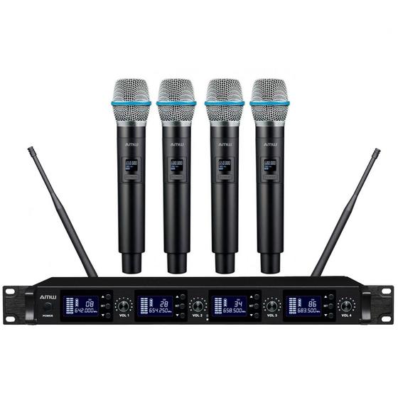 Imagem de AMW AU4000 v2 Microfone Sem Fio 4 Canais UHF Digital + Case