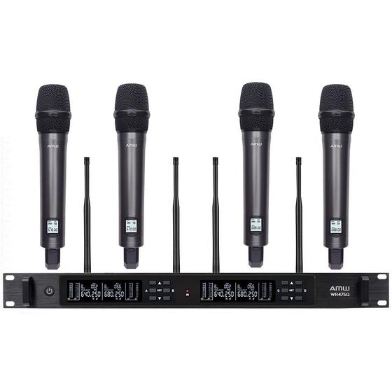 Imagem de AMW AU6000 v2 Microfone sem fio Rack 4 canais Digital + Estojo  WR475Q + 4x WM75