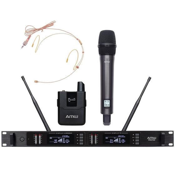 Imagem de AMW BM400 v2 Microfone Sem Fio de Mão e Auricular Digital UHF + Estojo