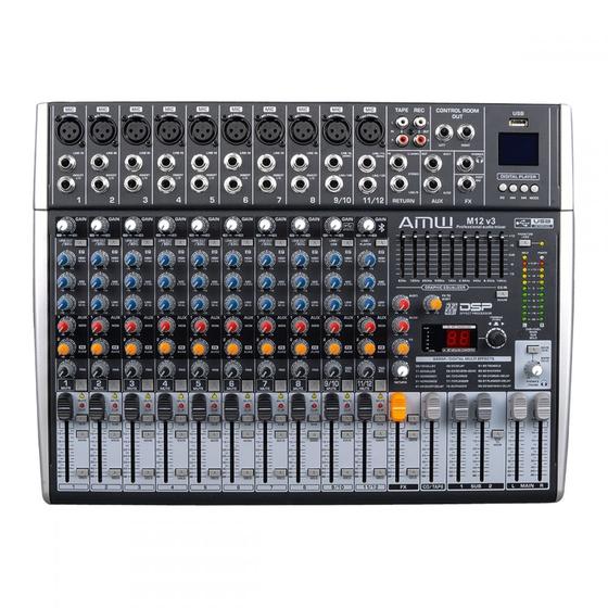 Imagem de AMW M12 Fx v3 Mesa de Som 12 Canais com EFX BT Player Sub Out e Interface !