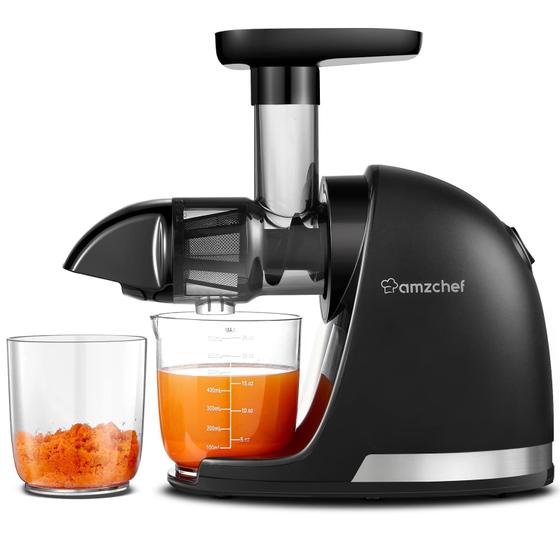 Imagem de AMZCHEF Espremedor Cold Press com Alta Extração de Suco e Função Reversa (Preto)