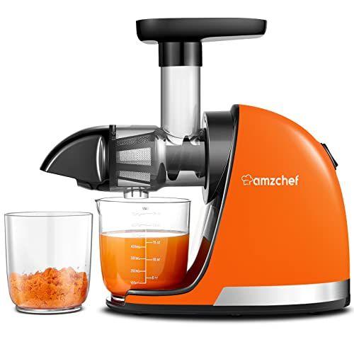 Imagem de AMZCHEF Slow Juicer de Pressão a Frio com Função Reversa (Laranja Sol)