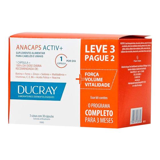 Imagem de Anacaps Activ+ Ducray Suplemento Vitamínico Mineral com 90 Cápsulas