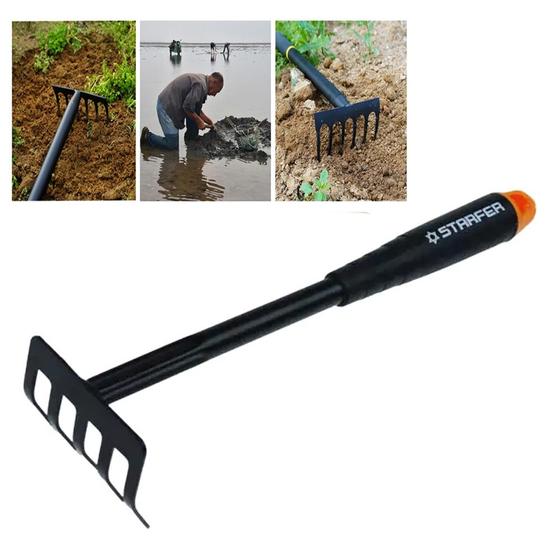 Imagem de Ancinho De Mão 5 Dentes Jardim Jardinagem Ferramenta Ideal Para Afofar O Solo E Retirar Folhas