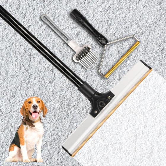 Imagem de Ancinho para Carpetes com 10 a 6 Opções - Removedor de Pelos de Animais de Estimação com Raspador