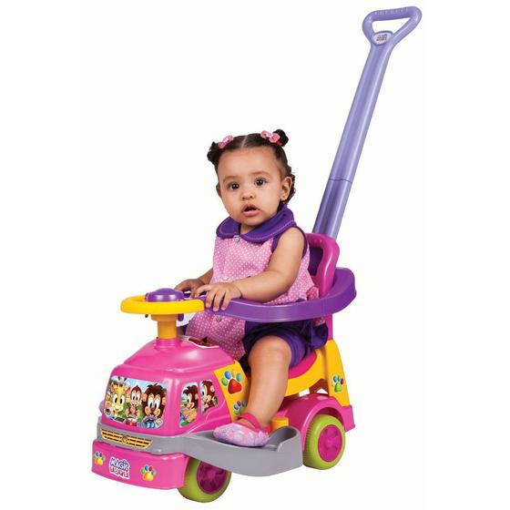 Imagem de Andador Bichos Rosa Menina Com Capacete Luz e Som Magic Toys