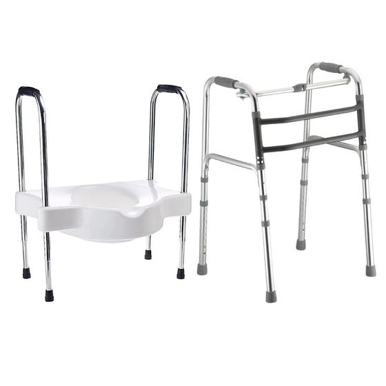 Imagem de Andador de Alumínio 3 Barras Mais Assento Elevado Sit V com Apoio Ajustável