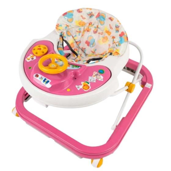 Imagem de Andador Infantil Musical Rosa Menina Para Bebê Bichinhos Sonoro Suporta Até 13kg Styll Baby