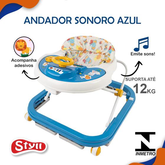 Imagem de Andador Infantil Sonoro StyllBaby Ajustavél Suporta Até 12kg