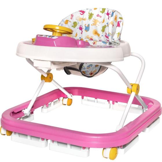 Imagem de Andador SOFT WAY Sonoro Rosa com Altura Regulável e Brinquedos