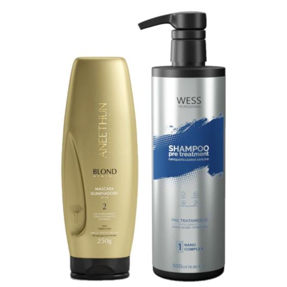 Imagem de Aneethun Blond Mask Iluminadora 250g+Wess Nano Passo 1 -500ml