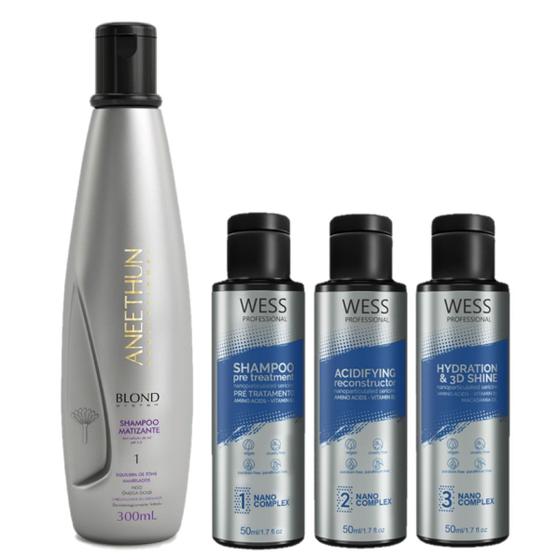 Imagem de Aneethun Blond Sh. Matizante 300ml +Wess Kit Nano Sel. 50ml