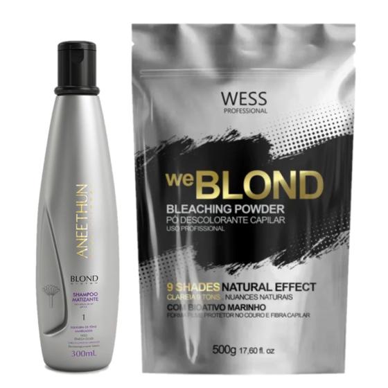 Imagem de Aneethun Blond Sh. Matizante 300ml +Wess Pó Descolorante500g