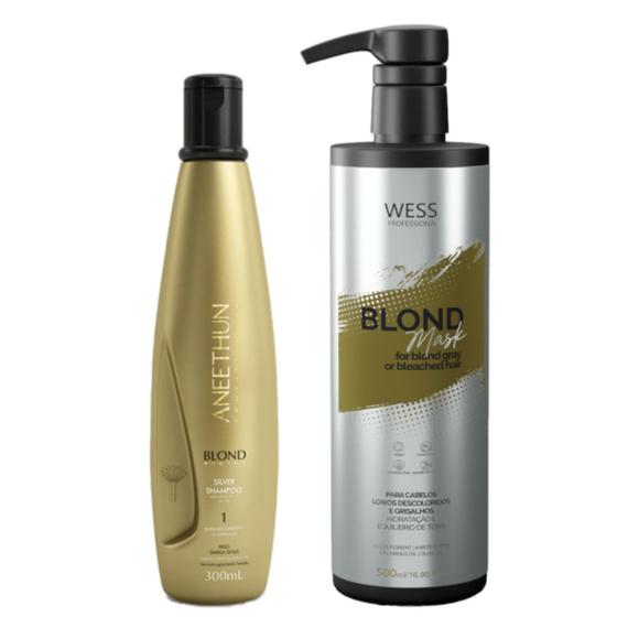 Imagem de Aneethun Blond Silver Shampoo 300ml+Wess Blond Mask 500ml