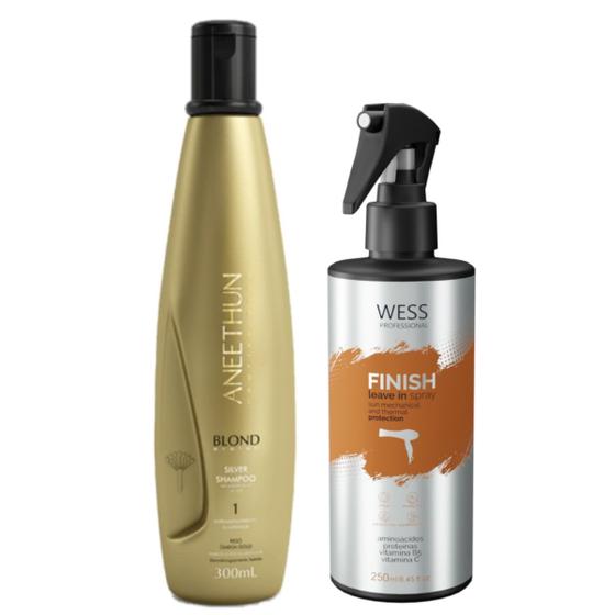 Imagem de Aneethun Blond Silver Shampoo 300ml+Wess Finish 250ml
