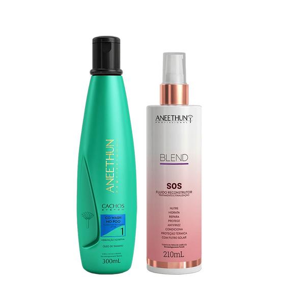 Imagem de Aneethun Cachos System Kit Condicionador Co-Wash No Poo e Blend SOS Fluído Reconstrutor 210ml