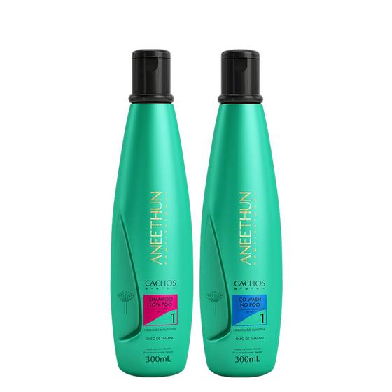 Imagem de Aneethun Cachos System Kit Shampoo Low Poo e Condicionador Co-Wash No Poo 300ml