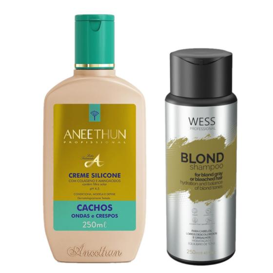 Imagem de Aneethun Creme Linha A Cachos 250ml+Wess Blond Shampoo250ml