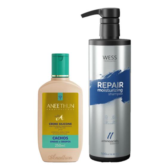 Imagem de Aneethun Creme Linha A Cachos 250ml+Wess Shampoo Repair500ml