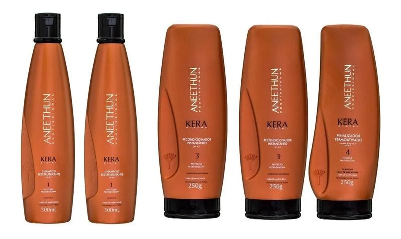 Imagem de Aneethun Kit Kera System - 2 Shampoo 300ml + 2 Recondicionador 250g + 1 Finalizador 250g