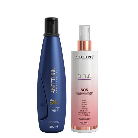 Imagem de Aneethun Linha A Kit Shampoo e Blend SOS Fluído Reconstrutor 210ml